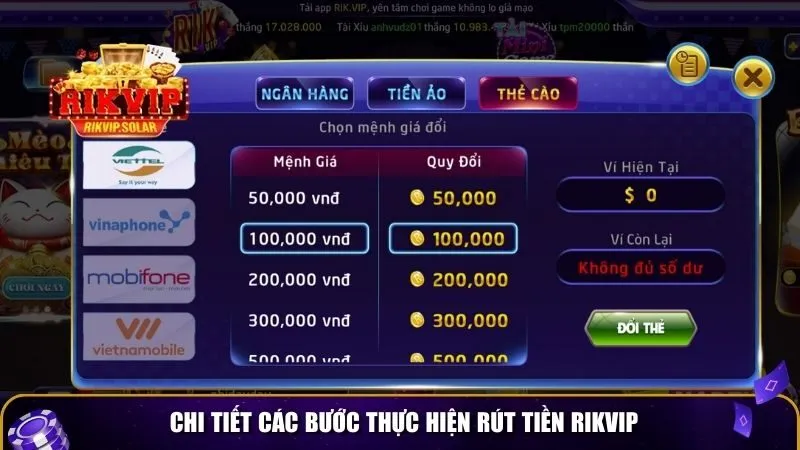 rut tien rikvip 2 Chi tiết các bước thực hiện rút tiền Rikvip
